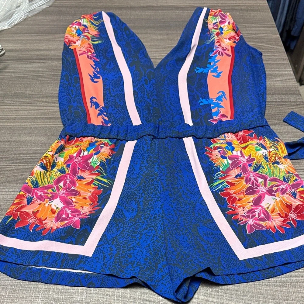 BCBGMaxAzria Kids One Piece in Blue and Orange Floral - Picture 6 of 7
